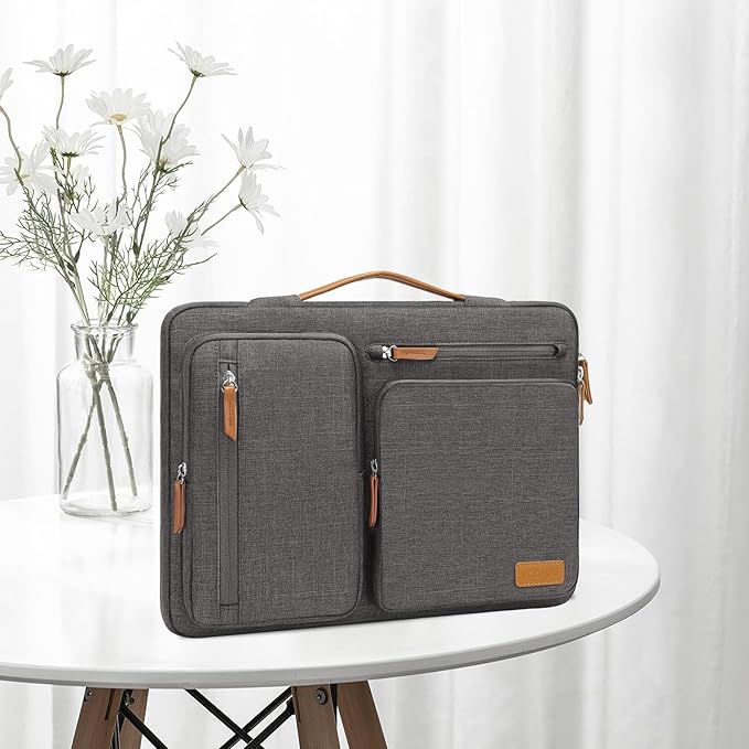 MOSISO 360 Protective Laptop Case 15 inch, 15 inch Laptop Sleeve Compatible with MacBook Air M5 M4 M3 M2 2026-2023, Dell XPS Plus, Side Open Carrying Case with 4 Zipper Pockets&Handle, Taupe Gray