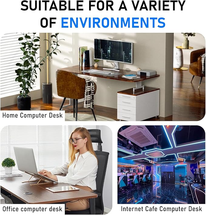 Ultra-Stable No-Drill Under Desk PC Mount - 40 lb Capacity Computer Holder, Adjustable Height & Width, Clamp-On CPU Caddy for Standing Desks (Fits 65mm x 45mm Legs)