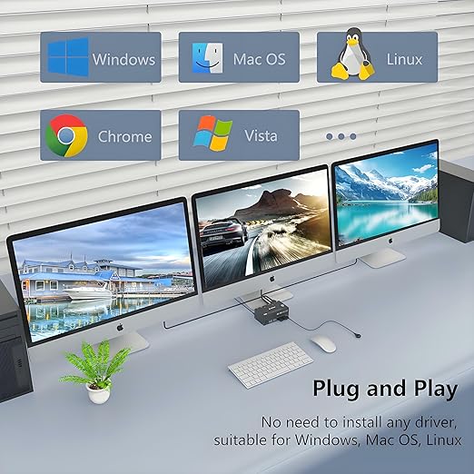 8K@60Hz HDMI DisplayPort KVM Switch 3 Monitors 2 Computers 4K@144Hz Triple Monitor KVM Switches 2 PC Share 3 Monitor and 4 USB3.0 Devices with 2 DP+1 HDMI+2 USB Cables/Power Adapter/Controller