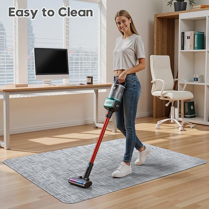 Sycoodeal Office Chair Mat for Hardwood & Tile Floor, 36" x 48" Heavy Duty Computer Gaming Chair Mat for Rolling Chairs Non-Curve, Anti-Slip, Floor Protector for Home Office (Grey)