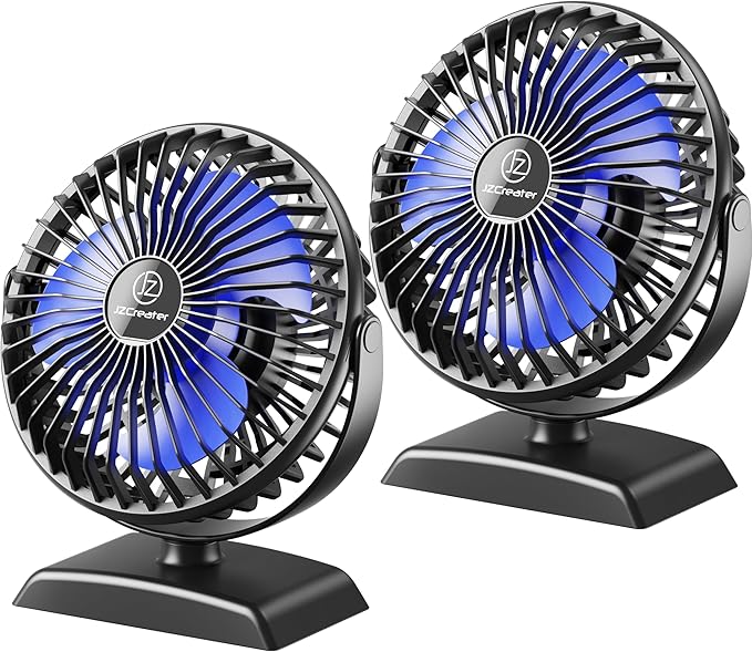 JZCreater USB Desk Fan, 2Pack USB Fan, 360 Rotation Desktop Fan with 3 Speed, Table Personal Cooling Fan, Quiet Mini Desk Fan, USB Powered, Small Fan for Home Office Bedroom Car Travel, Pink