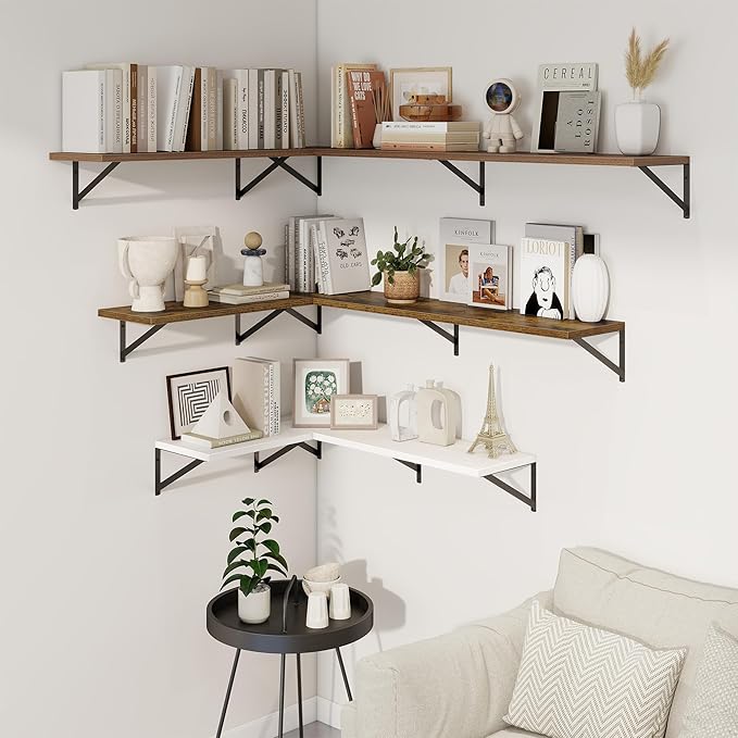Axeman 48 Inch Floating Shelves | 10 Inch Deep Brown Wall Shelves Set of 2 | 48" W x 10" D Rustic Brown Floating Shelves for Living Room Bathroom Kitchen