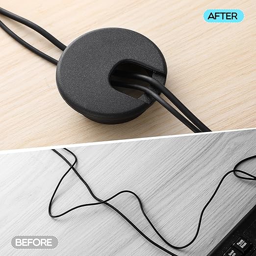 50 Pack 2 Inch Desk Grommet Desk Cable Wire Grommet Cord, PC Computer Desk Plastic Grommet Cord Tidy Cable Hole Cover Organizers for Office PC Computer Desk Cord Management (Black)