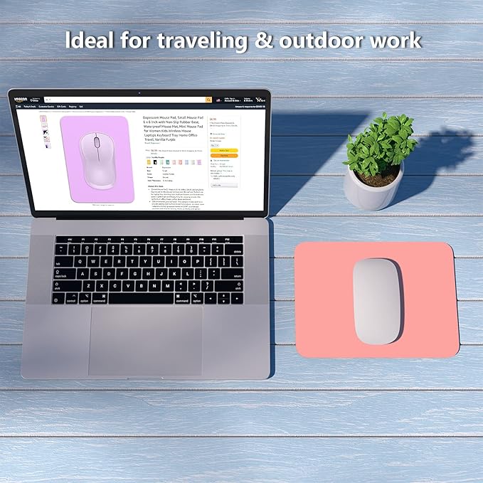 Dapesuom Small Mouse Pad, 6 x 8 Inch Thick Rubber Premium-Textured Non-Slip Portable & Washable Mini Mouse Mat for Women Men Wireless Laptops Keyboard Tray Gaming Work Computer Travel, Rose Pink