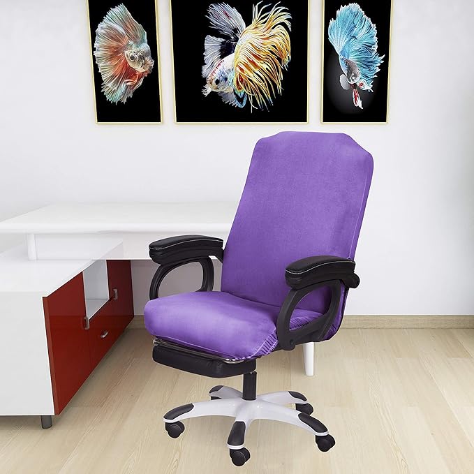 SARAFLORA Office Chair Cover- Large, Light Purple- Removable Computer Chair Covers for with Zipper for Universal Rotating Chair Desk Chairs Cover High Chair Seat Washable Protector for Pet