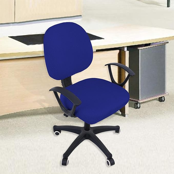 Smiry Stretch Jacquard Office Computer Chair Covers, Removable Washable Universal Desk Rotating Chair Slipcovers Protector, Seat + Backrest Cover, Royal Blue