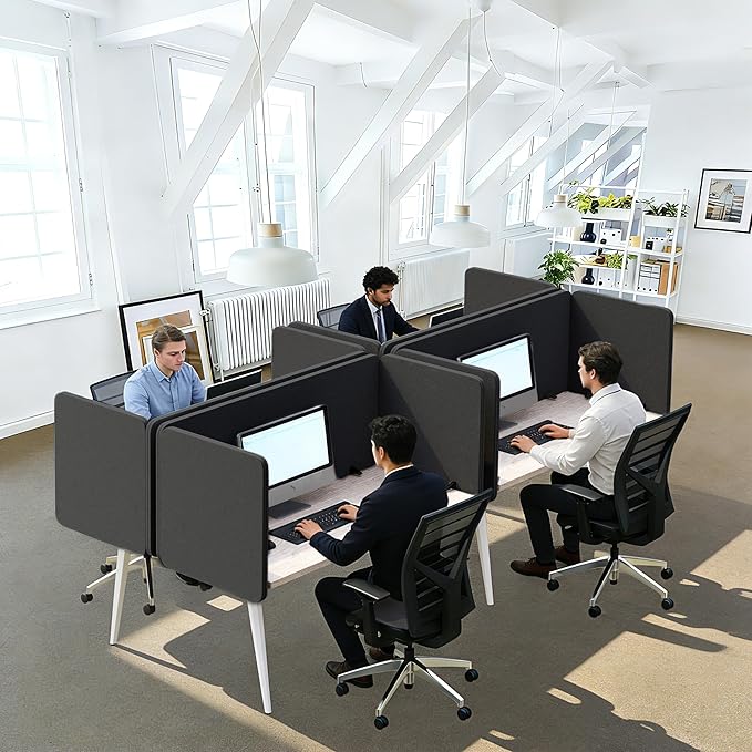Desk Privacy Panel 24 x 60 Inch,Sound Absorbing & Proof Desk Divider for Office, Clamp-on/Screw-on Acoustic Desk Back Panel Partition, Dark Gray