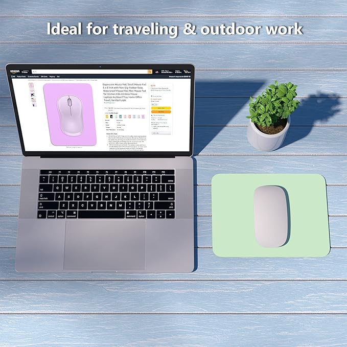 Dapesuom Small Mouse Pad, 6 x 8 Inch Thick Rubber Premium-Textured Non-Slip Portable & Washable Mini Mouse Mat for Women Men Wireless Laptops Keyboard Tray Gaming Computer Office Travel, Lake Green