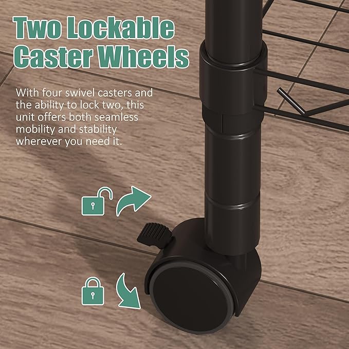 Printer Stand with Locking Wheels, Adjustable Heights 3 Tier Under Desk Table, Rolling Printer Cart Storage Paper Files Holder for Desk, Office, Home, Rustic Brown