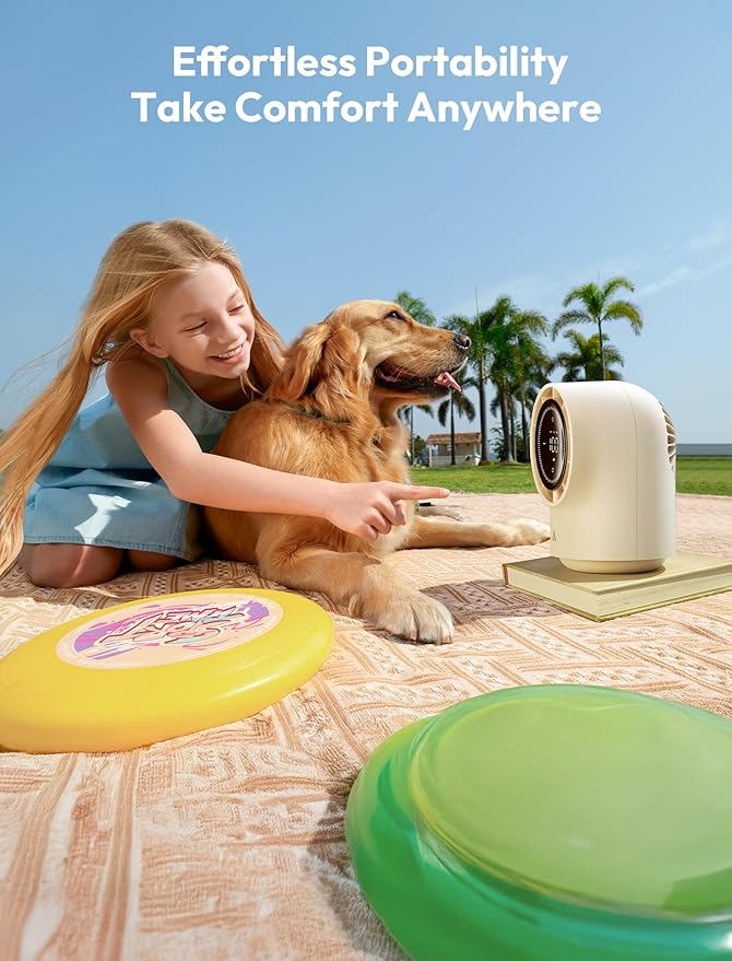 Aecooly Touch Control Desk Fan, 100 Speeds Quiet Bedroom Digital Display 8000mAh 3 Oscillation Angles Battery Powered Small Desktop Table Fan for Bedroom, Bedside, Office, Travel -Beige
