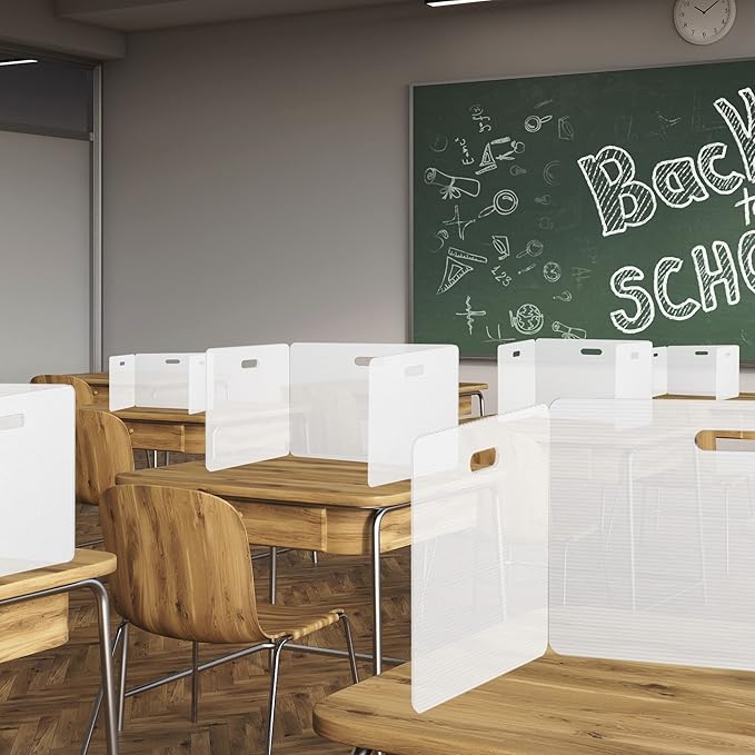 Privacy Shields 2 Pack Durable Easy Carry Plastic Desk Dividers-Easy to Disinfect Classroom Dividers-Portable Divider-Re-usable Privacy Divider