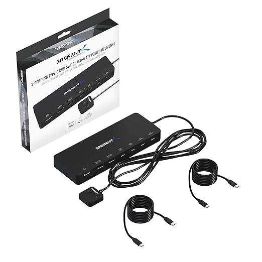 SABRENT 2 Port USB Type C KVM Switch with 60 Watt Power Delivery Option (USB KCPD)