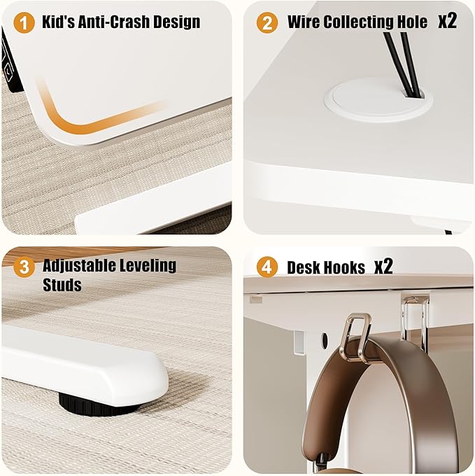 ERGOMAKER Electric Standing Desk, 43.3" x 23.6" Height Adjustable Sit Stand Desk with Splice Board for Home Office, Computer Desk Memory Preset (White Frame, White Desktop)