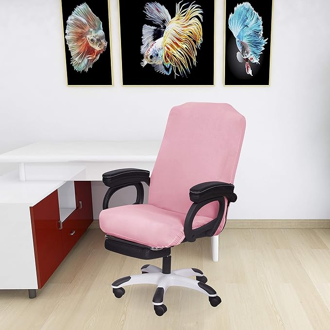 SARAFLORA Office Chair Covers- Medium, Pink- Removable Computer Chair Cover for Office Chair with Zipper for Universal RotatingChair Desk Chairs Cover Seat Washable Protector for Pets