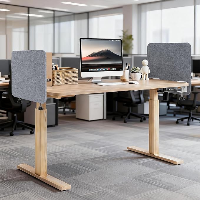 Desk Divider, Clamp On Felt Desk Privacy Panels, Acoustic Sound Absorbing Desk Partition for Office Desk, Reduce Distractions, Light Gray, 2 Pack, 16 x 24 in