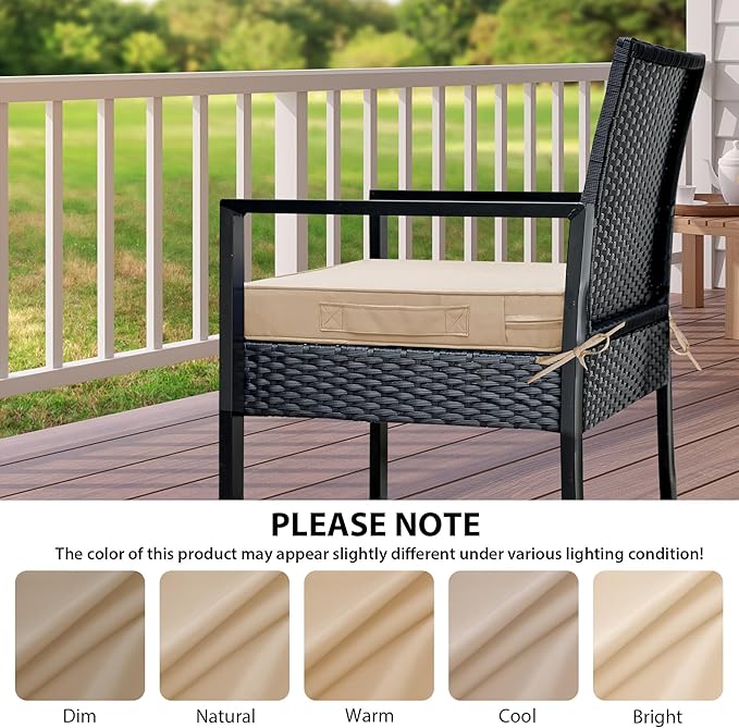 IPYNBAP Outdoor Chair Cushions Set of 4 -Waterproof Outdoor Seat Cushions for Patio Furniture, Patio Chair Cushion with Handle and Ties, Out Door Chair Pads,17x16x2-Square,Beige