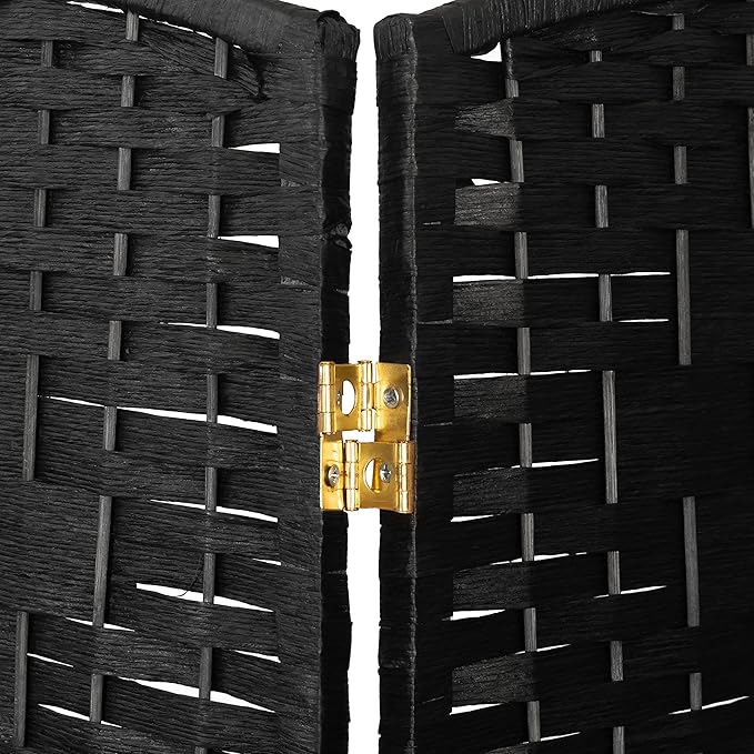 Red Lantern 2 ft. Short Diamond Weave Fiber Folding Screen - Black - 8 Panel