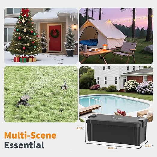 Diivoo Medium Weatherproof Extension Cord Cover, Outdoor Plug Protector Waterproof, Outdoor Extension Cord Box for Power Strip, Holiday Lights, Patio Heaters, Black