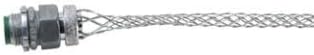 Legrand Pass & Seymour BOX30 Flexcor Wire Mesh Grip, Wide Range, Straight Male, Dust Tight, 1/2" NPT, 0.300"-0.430" Cable Grip Range, Silver (1 Count)