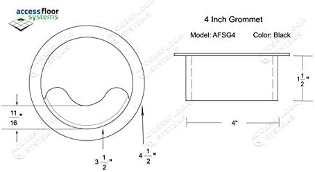Heavy Duty Floor Grommet w/Cover 4 Inch | Black ABS Plastic Grommet for Cable Organization | Great to Organize Cables | Easy Installation