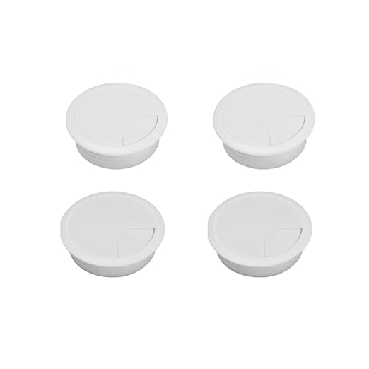 4 Pack Office Desk Grommet 2'' Round Cable Hole Caps Cover Organizer Stopper Cord Hider Buckle for Computer Desk Executive Standing Table Desktop PC Gaming Desks (White)