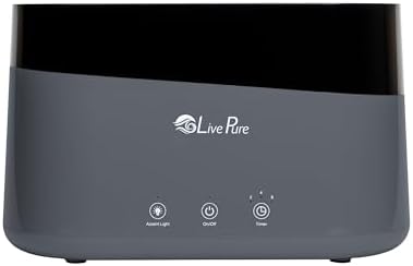 LivePure LP300HUM Aqua Flame Cool Mist Humidifier – Small Ultrasonic Plant Humidifier Indoor with Essential Oil Diffuser – Dorm Essentials, Apartment, Desks & Home Office Graphite - 0.20 Gal/ .75L