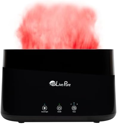 LP300HUM LivePure Aqua Flame Ultrasonic Humidifier (0.19 Gal)- Vibration Technology Humidifier with Essential Oil Diffuser – Mini Portable Cute Design for Personal Use, Dorm Rooms, & Desks - Black