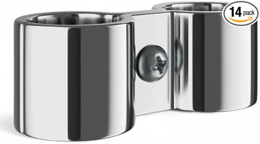 14 Pack! Chrome Post Clamp – Durable, Secure Connection for Wire Shelving Units, Easy to Install, Space-Saving Solution, Heavy-Duty Support Pack
