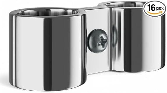 16 Pack! Chrome Post Clamp – Durable, Secure Connection for Wire Shelving Units, Easy to Install, Space-Saving Solution, Heavy-Duty Support Pack