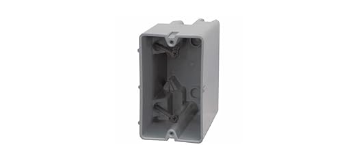 Southwire Electrical Box for Lighting Fixture, 50lb Ceiling Fan and 75lb Light Fixture Support, 22.5Cu with Depth Adjustment, 1 Gang, Gray, MSB22+