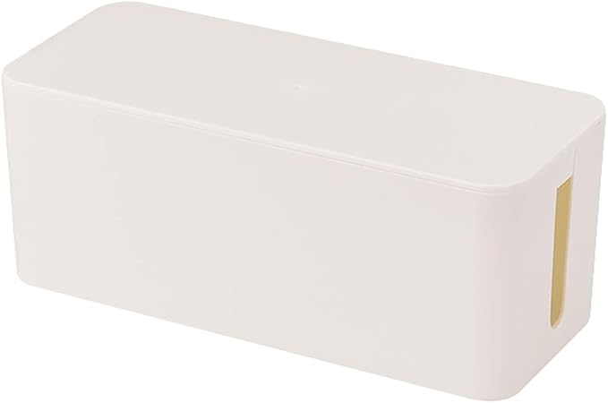 Cable Management Box,Cord Organizer Box for Home and Office System to Cover and Hide & Power Strips & Cords,Surge Protector (Large, White)