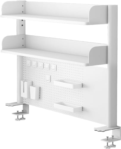 Desk Organizer Shelf, Clamp-On Workstation for Pegboards, Space Saving Storage Solution