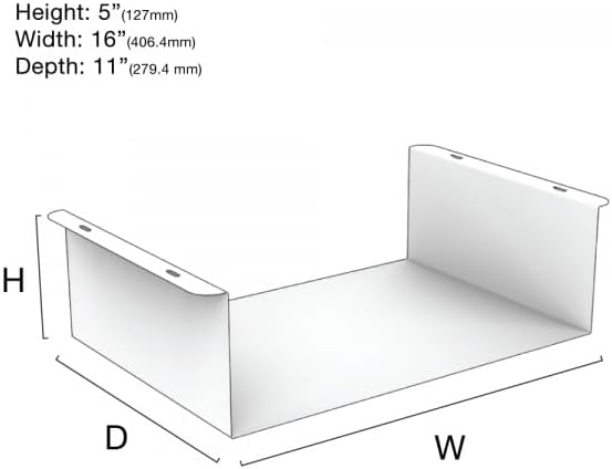 Oeveo Under Desk PC Mount UCM-654 — Made in USA, Heavy-Duty Tech Support Bracket | Desktop Computers, PC, CPU, Gaming Console Mounting Application | Black Powder Coated Steel — 16W x 5H x 11D (1 Pack)