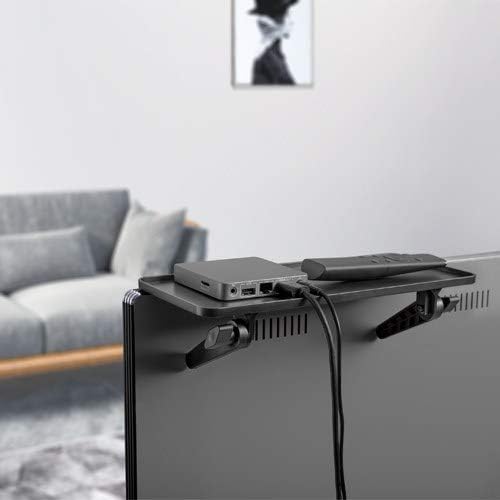 Mount Plus APM-09-02-2X Top Shelf TV Mounting Bracket 12-inch Wide Platform | Holds Speaker, Streaming Device, Game Console, and More (2 Pack Black Protective Ledges)
