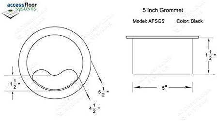Heavy Duty Floor Grommet w/Cover 5 Inch | Black ABS Plastic Grommet for Cable Organization | Great to Organize Cables | Easy Installation