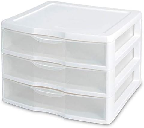 New Sterilite White & Clear Countertop 3-Drawer Desktop Storage Unit (2 Pack)