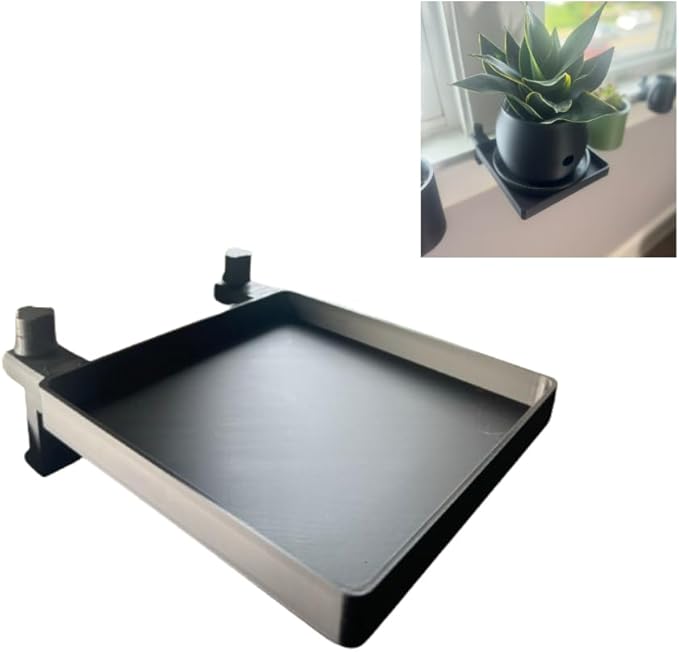Windowsill Shelf with Clamp, 6x6 Inch Tray (Small Clamp: Fits 0.5 to 1.25 Inch Thick Windowsill)