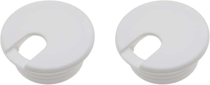 1-3/4 Inch (45 mm) U-Shaped Opening Desk Grommet LBTODH 2 Pcs ABS Plastic Cable Hole Cover Cable Cord Grommet to Arrange Wires & Cords Through Computer Table/Countertops (White)
