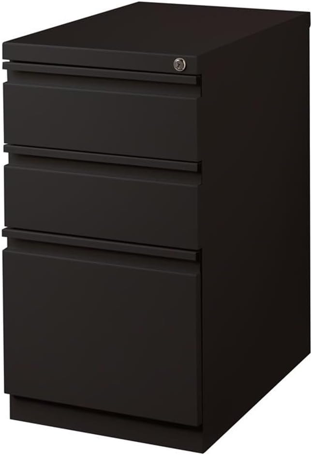 Hirsh 23-in Deep Mobile Metal Pedestal 3-Drawer Box/Box/File Black