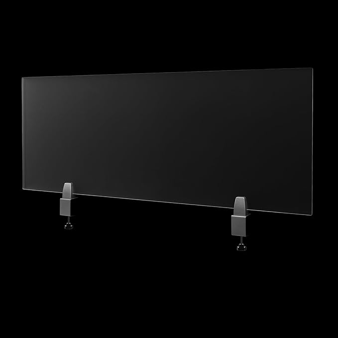 Freestanding Privacy Panel,47” x 18” Counter Desk Divider Acrylic Panels Holder Cubicle Divider for Office,School,Reception,Clamp-on Desk Partition