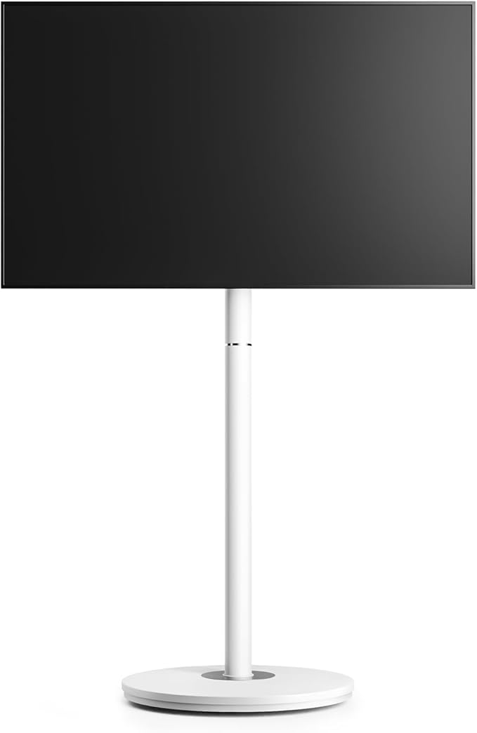 FITUEYES Design Mobile Rolling TV Cart for 32-65 Inches Television, Modern Corner TV Floor Stand on Wheels Fits Max VESA 400x400mm, V2 Portable Smart Television Cart, White, Master Series