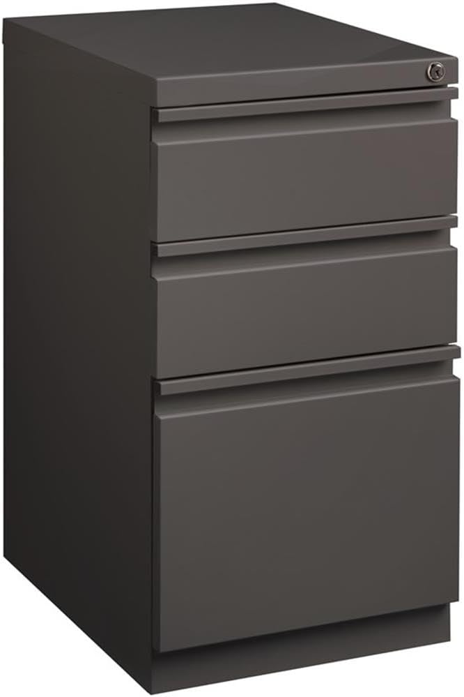 BOWERY HILL 3-Drawer Mobile Metal Filing Cabinet, 20" Depth, Espresso Finish, Durable Commercial Grade with Full Extension Drawers, Locking Storage for Office, Fits Letter-Size Files