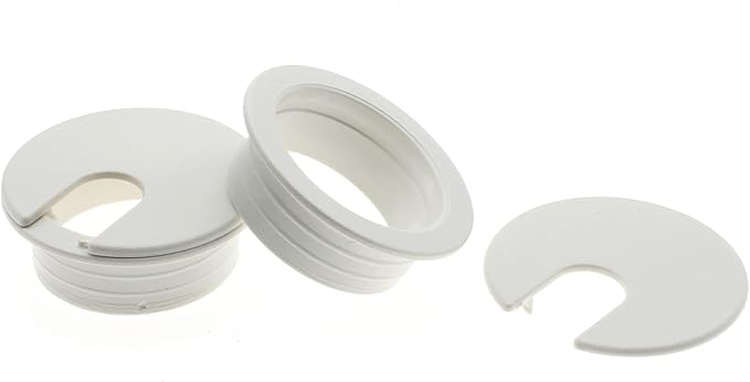 1-3/8 Inch (35 mm) U-Shaped Opening Desk Grommet 2 Pcs ABS Plastic Cable Hole Cover Cable Cord Grommet to Arrange Wires & Cords Through Computer Table/Countertops (White)