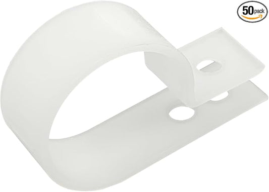 50 Pcs 1 Inch R-Type Nylon Cable Clamp，White 1" Plastic Wire Clips Fasteners Assortment for Wire Management