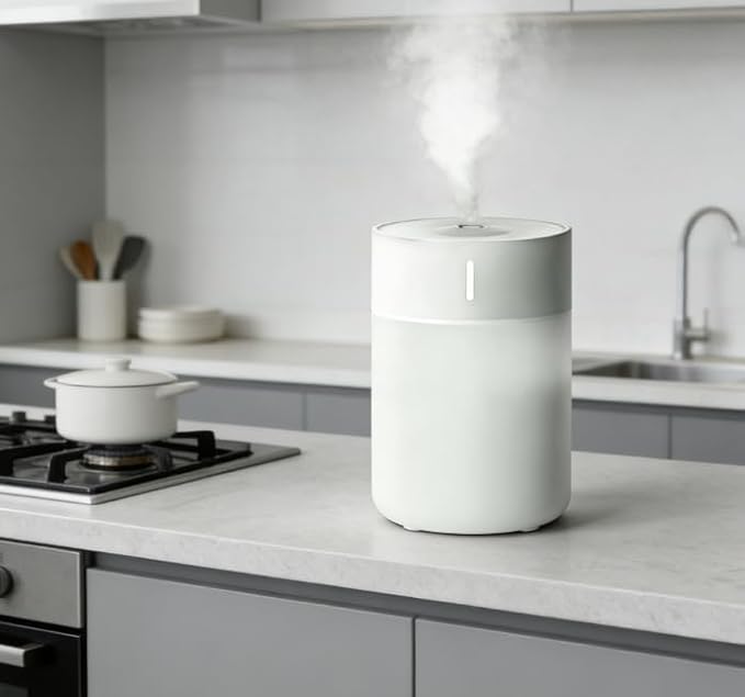 Desktop Humidifier with Cool Mist, Compact Design, White