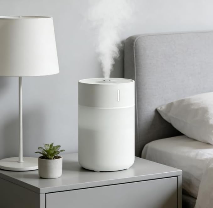 Desktop Humidifier with Cool Mist, Compact Design, White