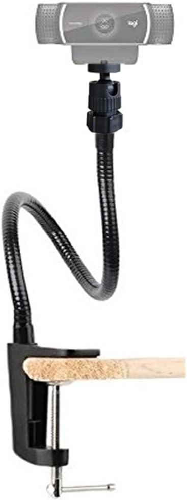 Webcam Stand Holder 27" Adjustable Gooseneck Desktop Camera Desk Clamp Mount for Logitech Webcam C925X, C922, C930e, C930, C920, C615, Etc. (1/4" Threaded)