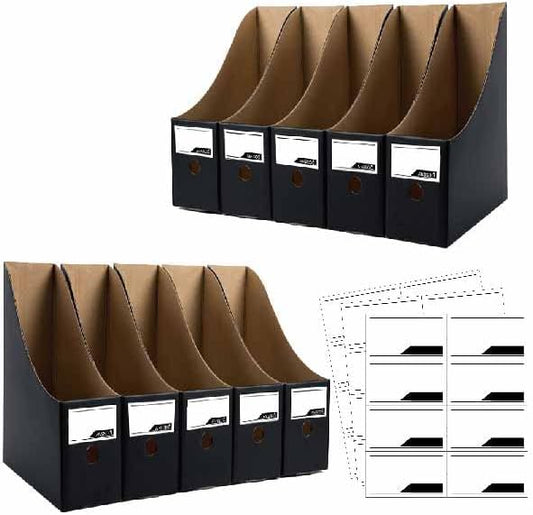 ANSSDO 12 Pack Black Cardboard Magazine Holder Premium Magazine File Holder Magazine Organizer, Magazine Storage Box, Large Volume Magazine File Organizer as Book Bins or Folder Holder for Desk