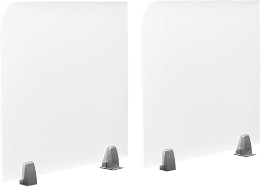 2-Piece Desk Dividers, 23" x 18" Desk Privacy Panels, Frosted Acrylic Office Partitions, Table Divider with Clamps, Privacy Dividers for Schools Office Call Centers Workstation