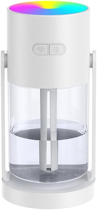 280ml Portable Shake Head Humidifier with Color LED Night Light, USB Personal Desktop Humidifier for Car, Home, Office, Travel, Auto Shutoff, Ultra-Quiet